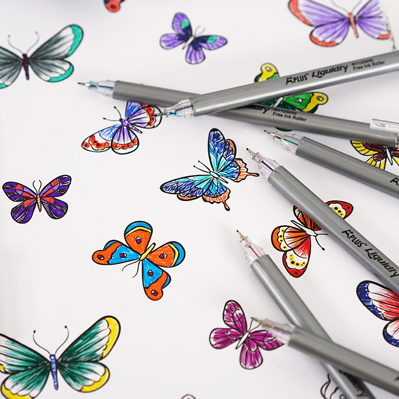 BEIFA Oval Barrel Metal Resin Tip Free Ink Fine liner Pen