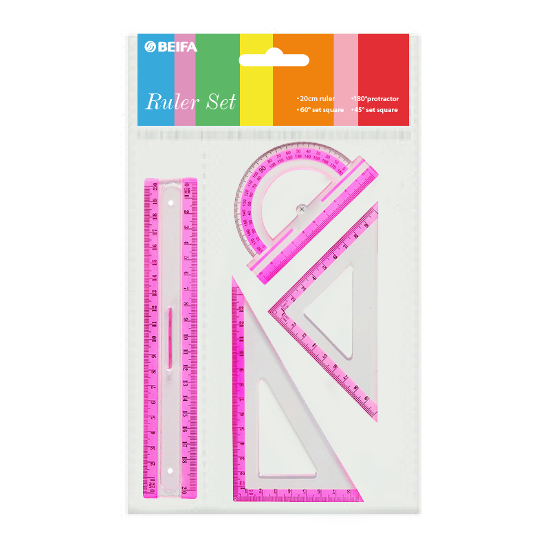 High Quality  School Office Supply 20cm Plastic Ruler Set