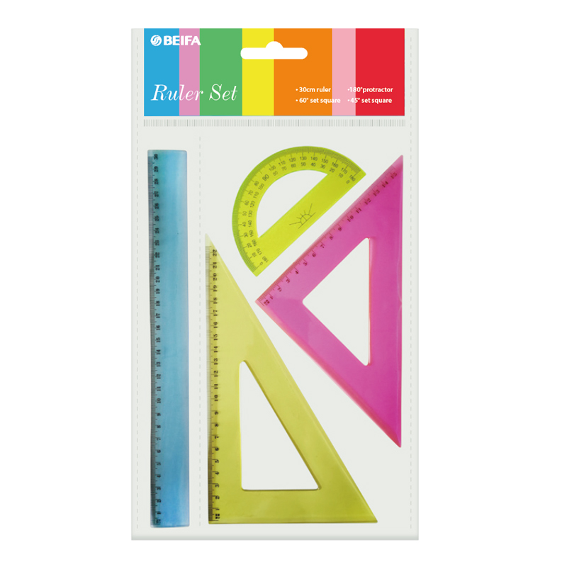 New Product 30cm Straight Edge Ruler Set Protractor Set Square Ruler