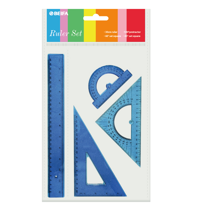 Factory Supply  School Office Supply 30cm Plastic Ruler Set