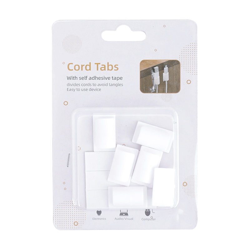 6 Pieces White Cord Tabs Set with Self Adhesive Tape