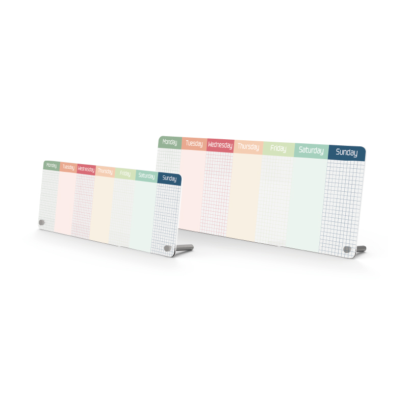 15.3*40.6cm Magnetic Weekly Calendar Glass Dry Erase Board