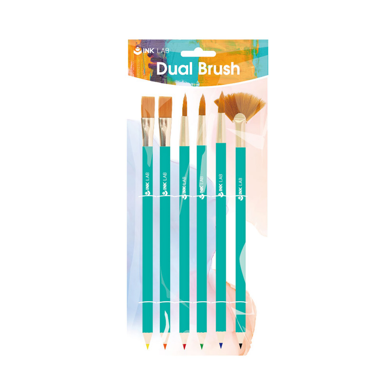 Dual Brush with Water-soluble Color Lead and Brush