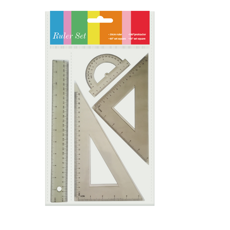 Popular Selling Durable  School Office Supply 30cm Plastic Ruler Set