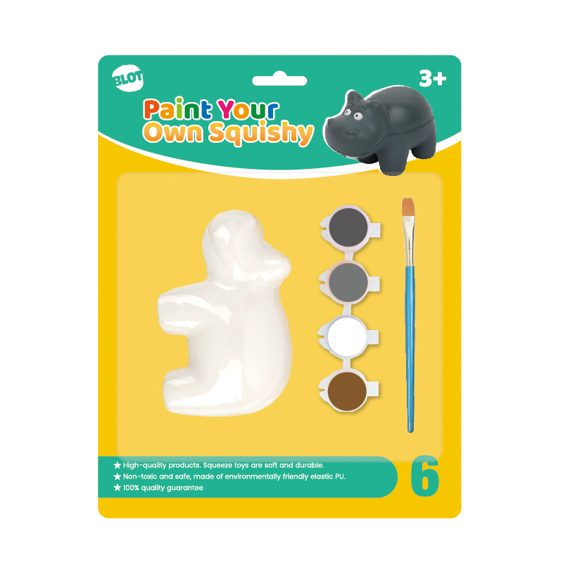 Hippo – Paint your own squishy, hippo painting, painted hippo, paint your own squishy, color your own squishy