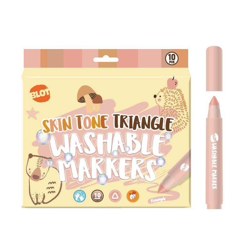 10PCS Skin Tone Triangle Washable Markers