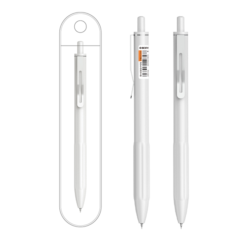 White Barrel Retractable Gel Ink Pen